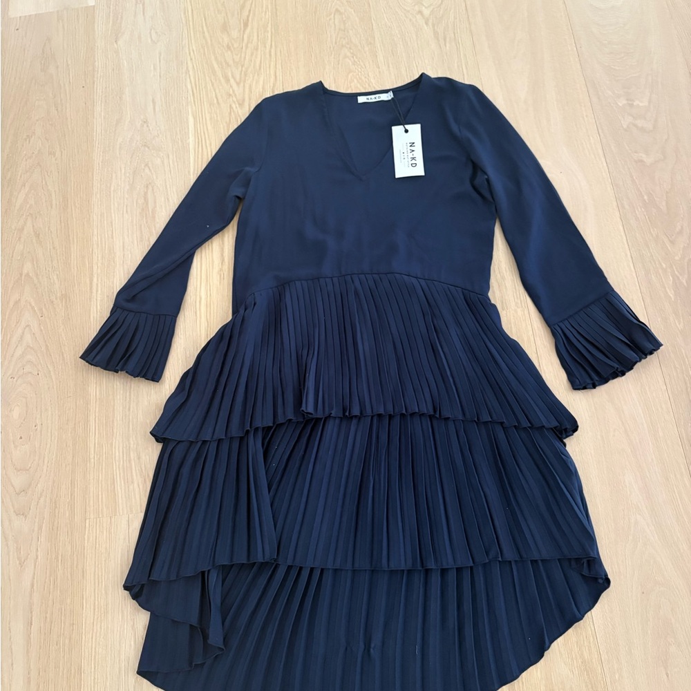 Na-Kd Elegant Navy Tiered Dress